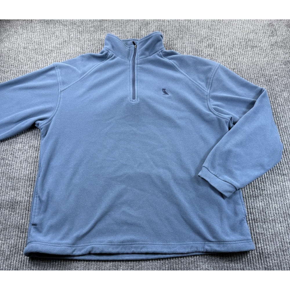 North End Jacket Mens Medium Blue Fleece 1/4 Zip Pullover Pockets Logo Mock Neck